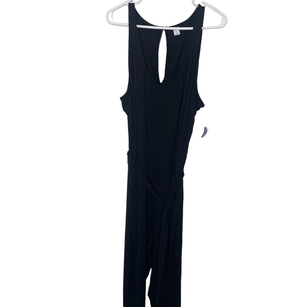Old Navy Sleeveless Knit Belted Jumpsuit/ Jumper Sz XXL Black